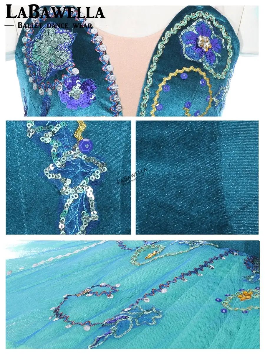 La Esmeralda Variation Professional Stage Costume Tutu Green Sleeping Beauty USA Ballet Comeptiton Girls Adult BT9038