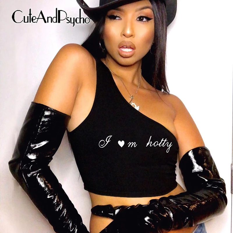 

2019 Off Shoulder Sexy Women Harajuku Tank Tops Letter Embroidery Backless Crop Top Casual Cotton Summer Crop Tops Cuteandpsycho