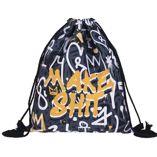 Новая модная женская оранжевая серая сумка со шнурком для граффити, рюкзак с 3D принтом для путешествий, мягкая женская сумка со шнурком - Цвет: skd27130