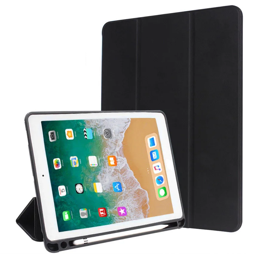 PU Leather Case for Apple iPad Pro 10.5 Flip Stand Smart Cover with Pencil Holder Slot Tablet Protective Case for iPad Pro 12 (14)