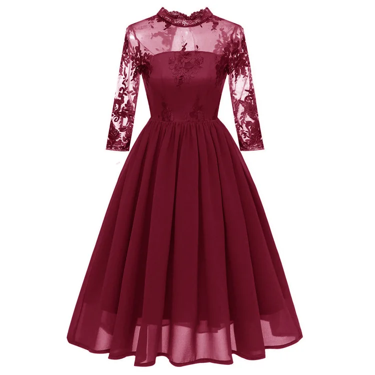 Новое Вечернее платье для банкета, женские блестящие Сексуальные вечерние платья с вышивкой, элегантное шифоновое платье для выпускного вечера, достойное вечернее платье - Цвет: Бургундия
