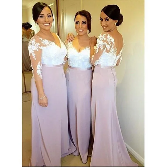 Lilac Purple Lace Y Backless Long Bridesmaid Dresses With Lilac Purple Lace Y Backless Long Bridesmaid Dresses With Sleeves 2017 Muslim See Through Wedding Party Prom Gowns Fq8 In From