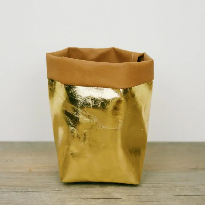 New with High Quality Washable Kraft Paper Bag Plant Flowers Pots Multifunction Home Storage Bag Reuse PSW0629 - Цвет: GD