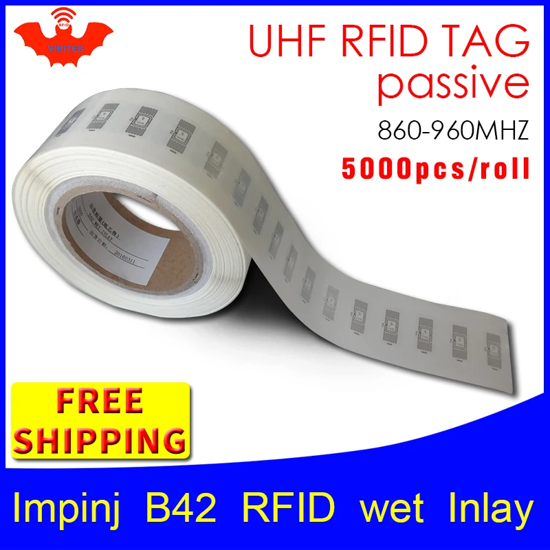 UHF RFID Метка стикер Impinj B42 влажная инкрустация EPC6C 915mhz868mhz860-960MHZ Higgs3 5000 шт Бесплатная доставка клей пассивный RFID этикетка