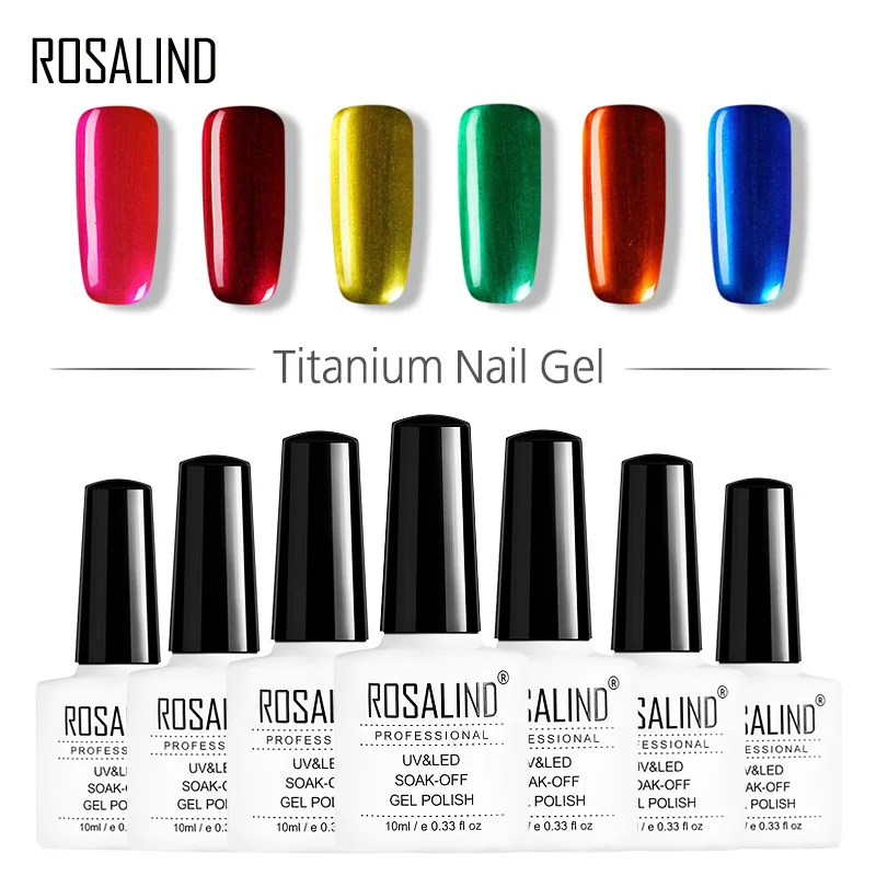 

ROSALIND Gel 1S 10ML Sliver Titanium Color Gel Nail Polish Soak Off UV LED Fast Dry Semi Permanent Primer Varnish For Nail Art