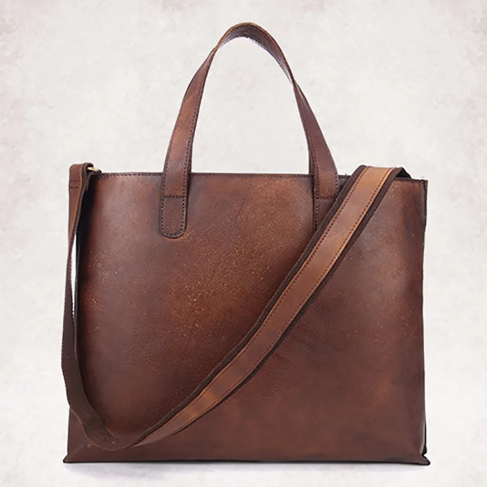 New 100 Genuine Leather Men Business Tote Bag Handbag Casual Crossbody