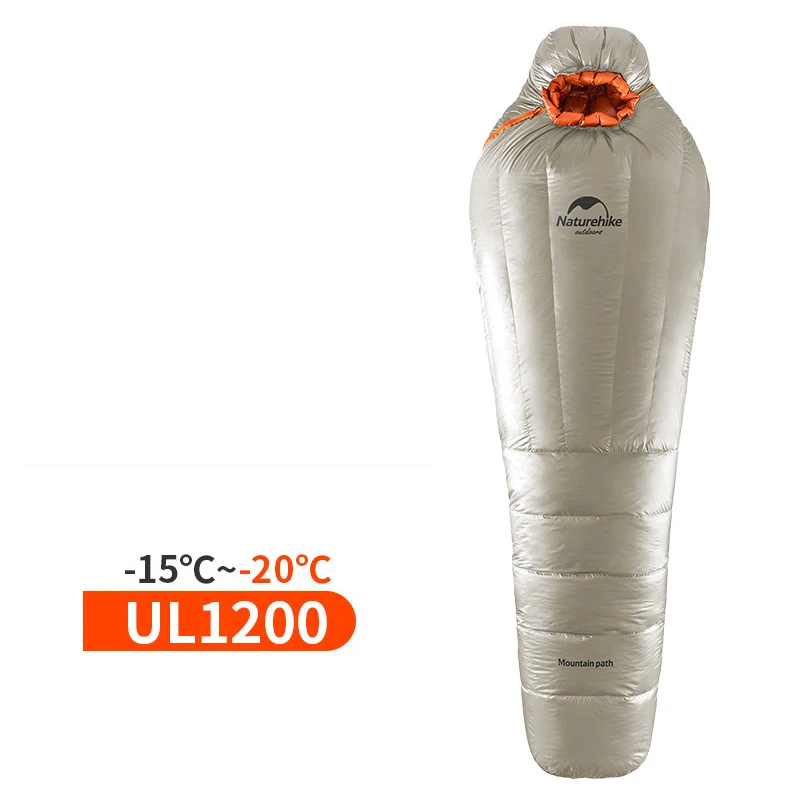 NatureHike сверхлегкий спальный мешок с 90% белым утиным пухом для мам, Сверхлегкий удлиненный спальный мешок для взрослых в холодную погоду на-15~-20 градусов - Цвет: 1200g Light Khaki