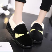 Hot!!! Neue Winter Stil frauen Casual Warm Kompakt wenig klein monster teufel Wohnungen Schnee stiefel Faul Plattform schuhe Schwarz