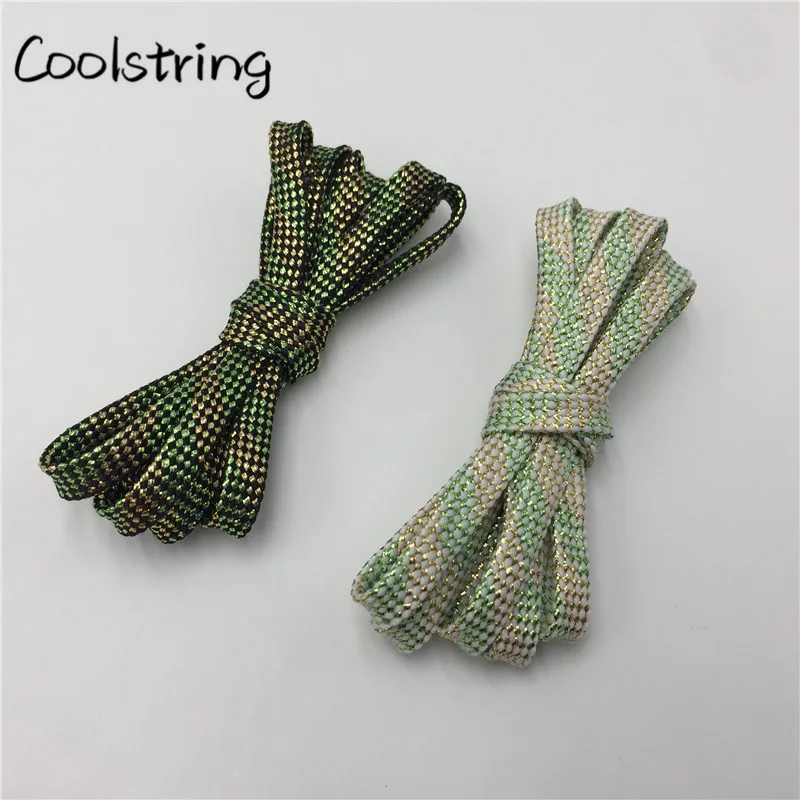 Coolstring мм 7 мм без каблука черный, белый цвет светло зеленый блестящие шнурки блестящие Bootlaces двойной слои полые обувь кружево клетчатые