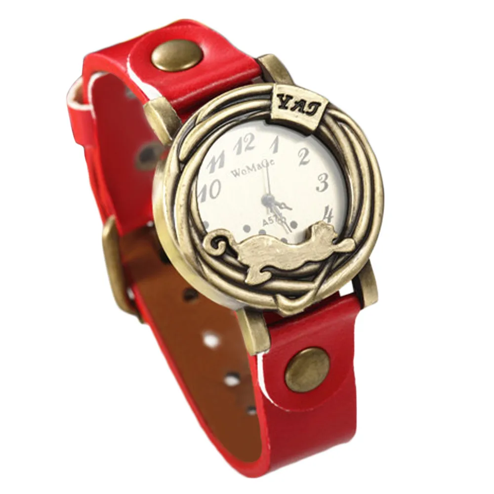 Womage Cheetah Retro Bracelet Watches Women Lovely Wedding Quartz Wrist Watches 3 Colors Delicate Female Watches 