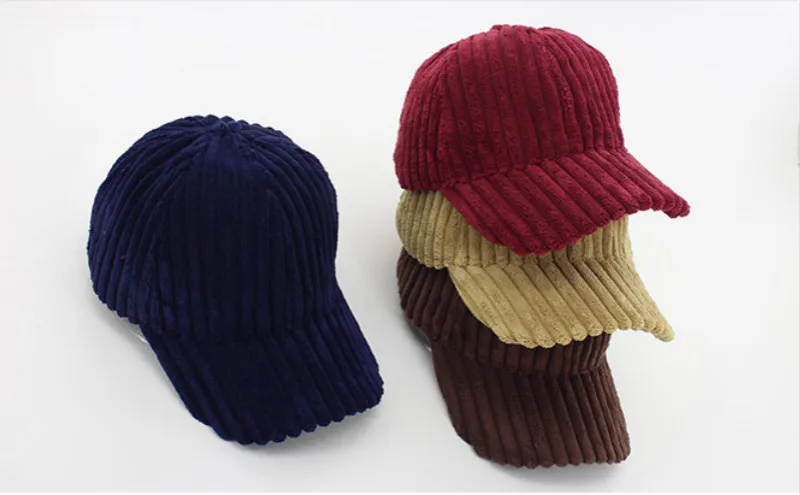 winter baseball cap for women spring fall women's corduroy snapback hat cap warm thickened striped female cap bone drop shipping vintage baseball caps