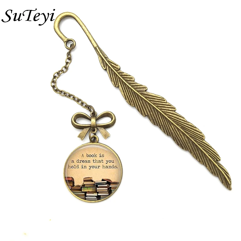 

Suteyi New Library A Book Is A Drem That You Hold In Your Hands Old Books Photo Cabochon Bookmark Vintage Books Pendant