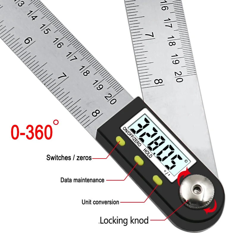 0-300 мм Цифровой Измеритель угла 0-360 градусов из нержавеющей стали lcd транспортир линейка гониометра