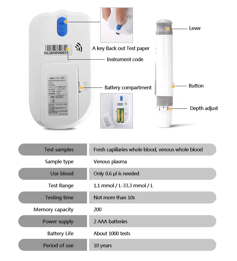 Sannuo GA-6 измеритель уровня глюкозы в крови и тест-полоски и иглы ланцеты Бесплатный Код медицинский монитор прибор для измерения уровня сахара в крови для диабетиков