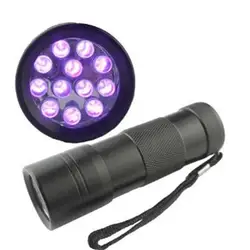 Черный Мини Алюминий УФ ультрафиолетовый фонарик 12LED фонарик BLACKLIGHT свет УФ-фонарик мини стороны света лиходарка работы