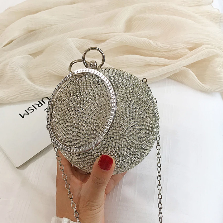 

Luxury Diamond Round Women's Handbags Chic Chain Women Crossbody Bags for Women High Quality Purses and Handbags Messenger Bag