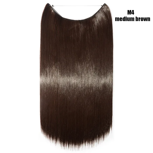 BENEHAIR Invisible Wire No Clips In Hair Extensions Secret Fish Line Hairpieces Synthetic Hair Extensions Fake Hair For Women medium brown
