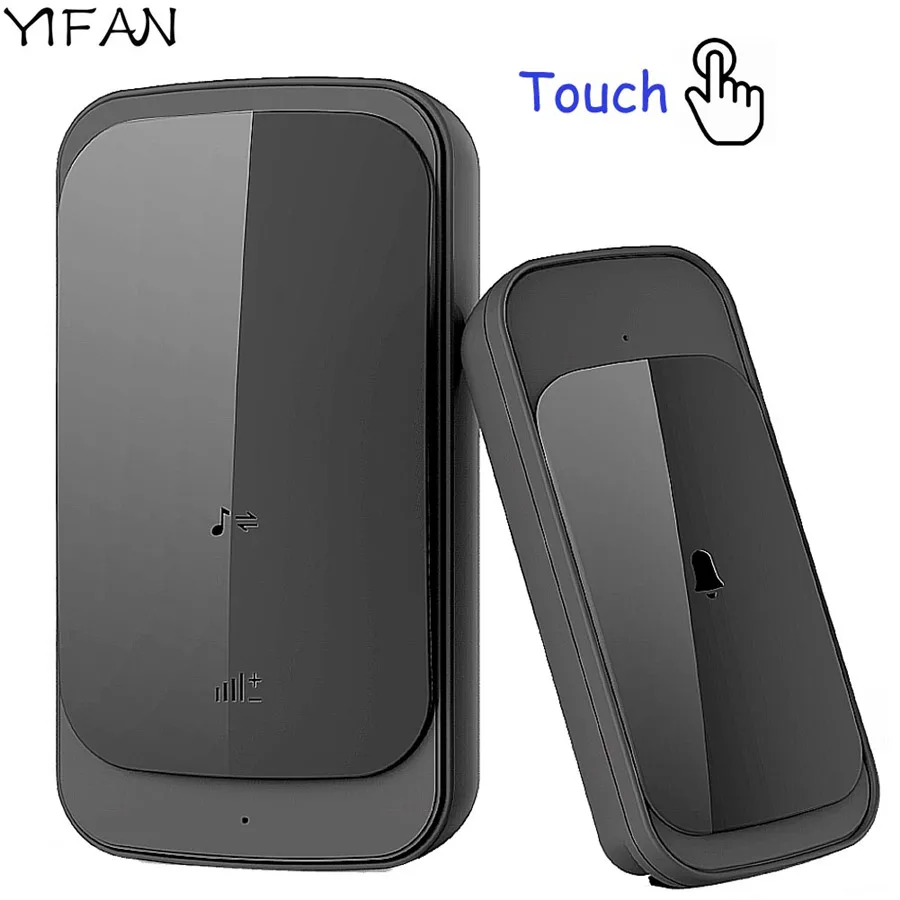 

YIFAN Waterproof Wireless Doorbell touch EU US Plug upgrade 280M long range smart Door Bell Chime 1 button 1 2 receiver