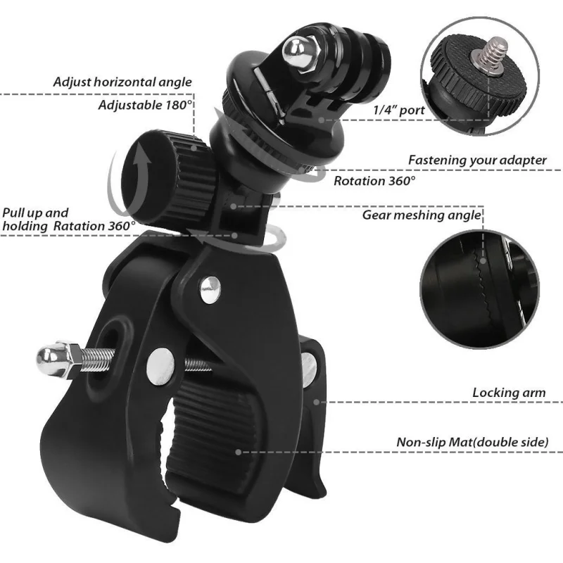 Высокое качество 1/4 Камера DV DSLR зажим Кронштейн для руля велосипеда байка винт с резьбой для крепления на штативе зажим штативы для Gopro Hero5/4/3+/3/2/1