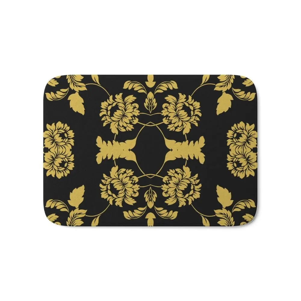 Victorian Floral (Black & Gold) Bath Mat 21" x 34"in Mat from Home