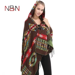 Estilo de Moda de Punto Poncho con Capucha Mujer Bufanda Borla sin Mangas Bohemio Abrigo para Mujer Casual Pashmina Cuernos Hebilla de Mantón Estilo de Moda de Punto Poncho con Capucha Mujer Bufanda Borla sin Mangas Bohemio Abrigo para Mujer Casual Pashmina Cuernos Hebilla de Mantón