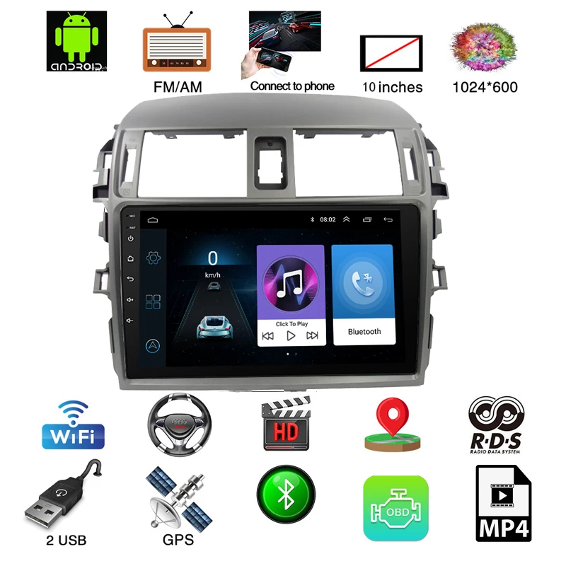 Best Android8.1 2din car navigation dvd player for Toyota Corolla e140/150 with multimedia video player and gps for car radio stereo 12