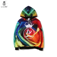Youth Clothing Hooded Casual Hoodies Wool Liner Colorful printed Winter Thickened Warm Coat Male fashion Sweatshirts Outwear