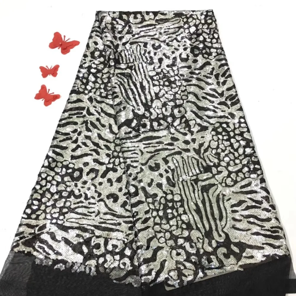 

2018 French Lace Fabric African Guipure Lace Fabric With Embroidery Mesh Tulle Glittery Sequin royalblue Cord Sequins lace