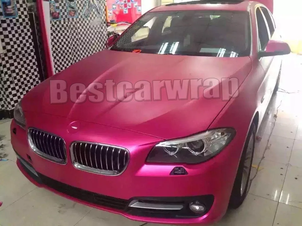 PINK matte chrome metallic vehicle wrapping Film foil car graphics styling Tuning Vinyl sheets satin chrome Film (4)