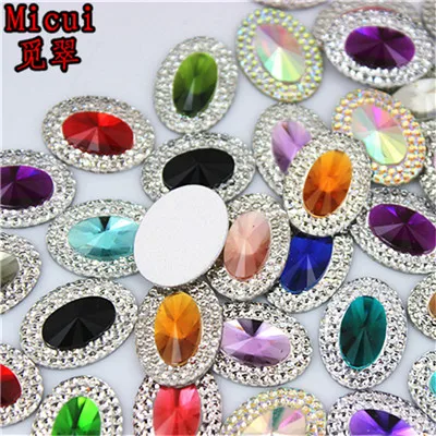 Micui 100 шт 13*18 мм смешанные цвета овальные смолы кристалл смолы из стразов для одежды сумки бусины с плоской задней частью ZZ282 - Цвет: Mix color