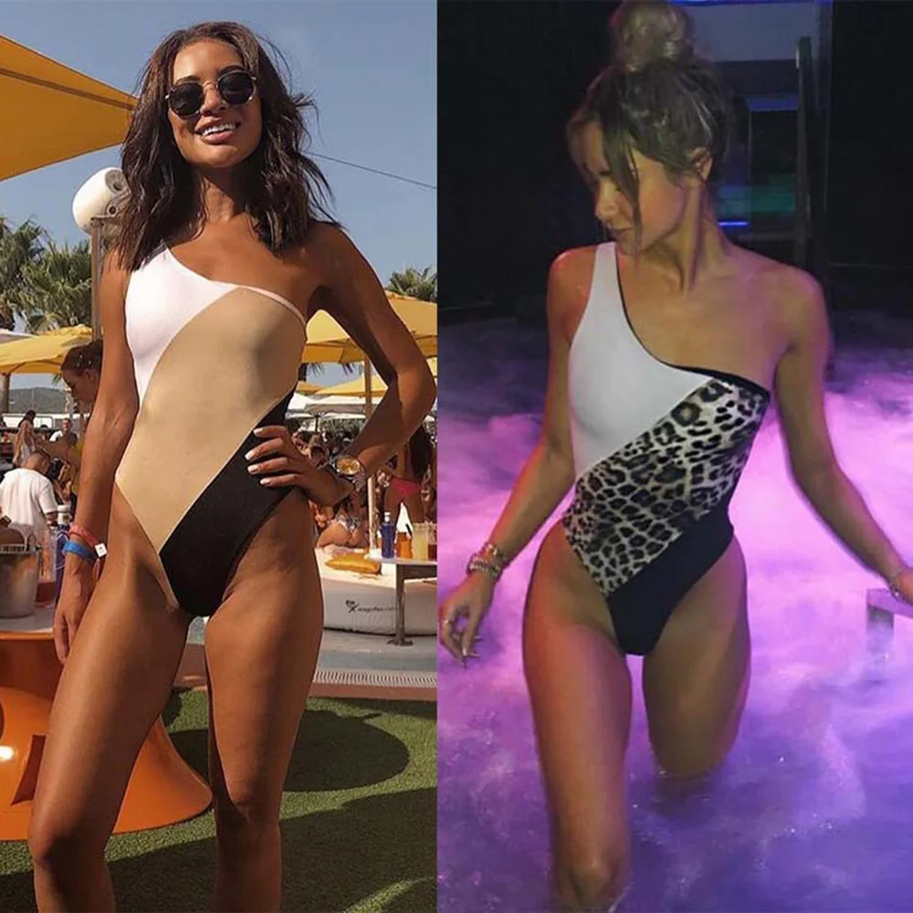 

Sexy Patchwork One Piece Swimsuit 2019 Women Leopard Push Up Bodysuit Backless Swimwear Bathing Suit Beachwear Monokini