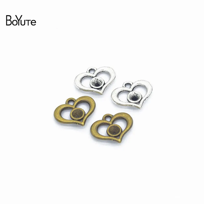 BoYuTe(100 шт./лот) металлический сплав подвеска в форме сердца Diy ручной работы аксессуары для изготовления ювелирных изделий