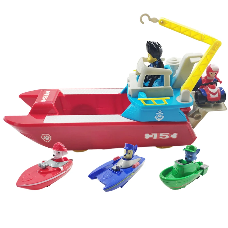 

Paw Patrol Dog Sea Patroller Music Sound and Light Rescue Yacht Base Set Toys Action Figure Patrulla Canina Model Toys Kids Gift