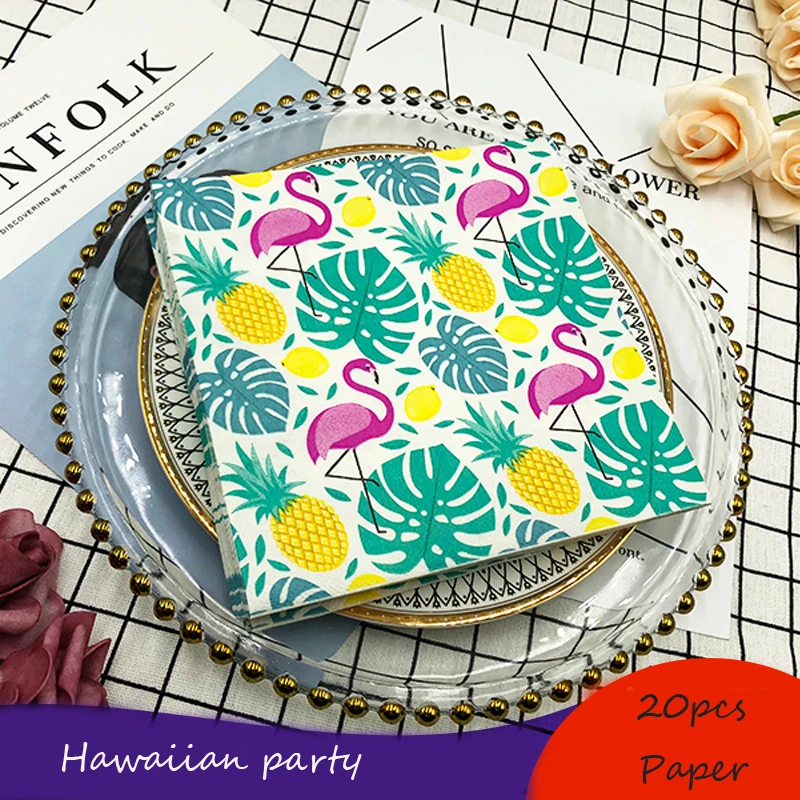 

Omilut Turtle Leaf Flamingo Disposable Napkins Tropical Palm Leaves Summer Party Decor Pineapple Hawaii Decoration Balloons Set