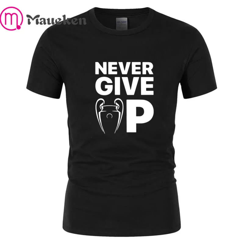 Мужская футболка с круглым вырезом и надписью never give up mo salah man 100% хлопок
