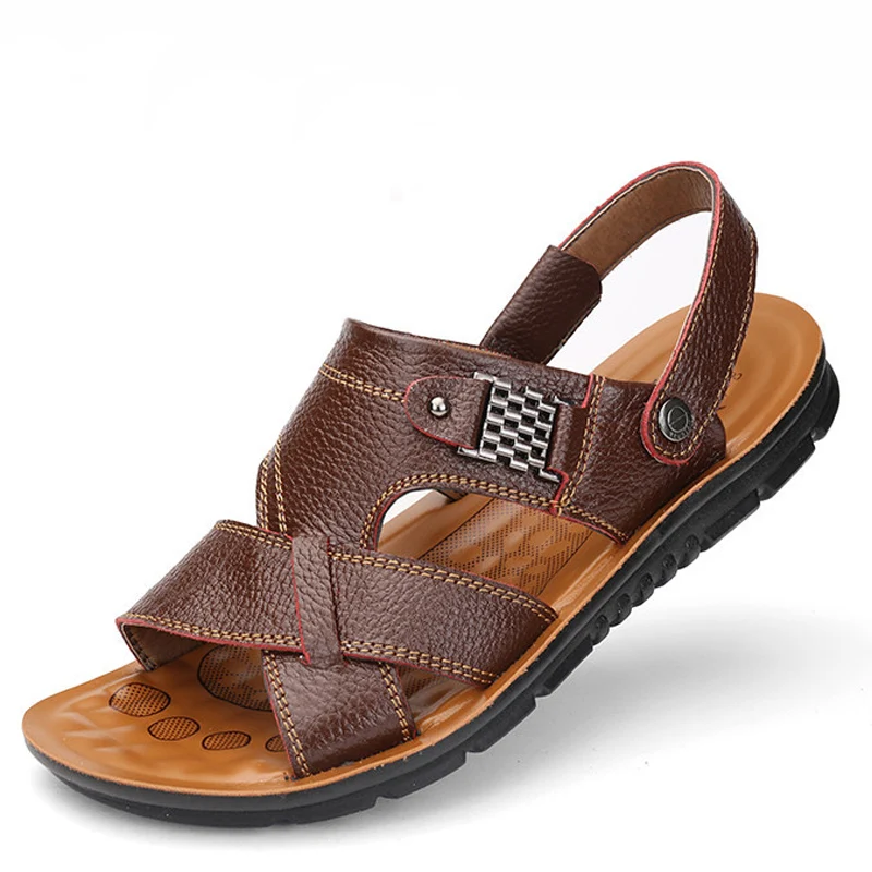 Man Sandals Leather Shoes Summer Men's Slippers Beach Casual Breathable Home Slippers Men Croc Shoes Flip-Flops Zapatos 789