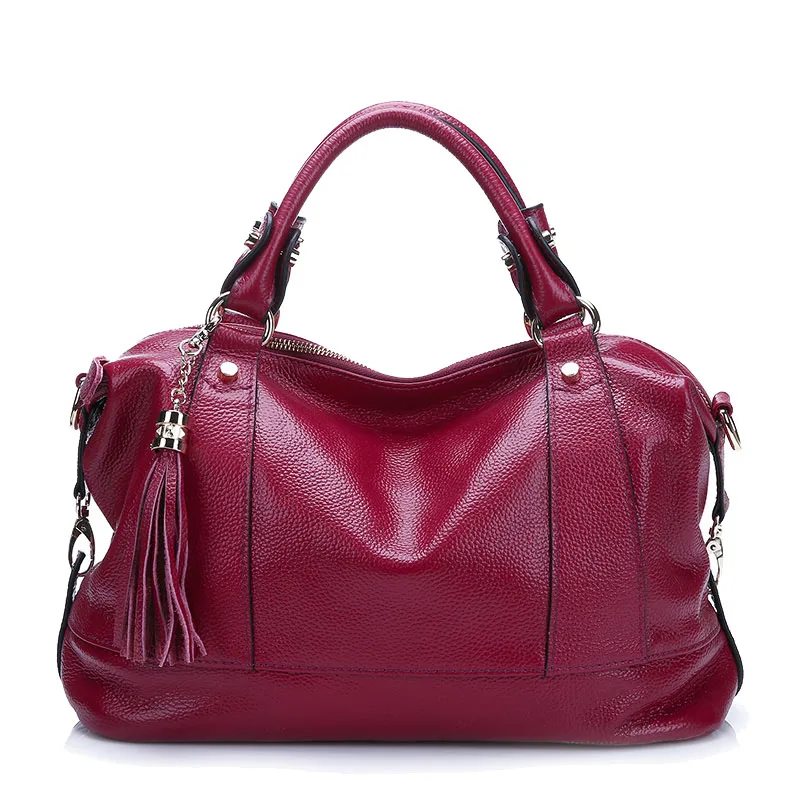 Женская сумка тоут из мягкой натуральной коровьей кожи с кисточками|brand handbags|handbag