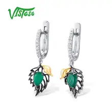 Vistoso 925 PEAR ágata verde Pendientes de gota joyería redondo blanco cúbicos ZIRCON colgante Pendientes femenino para las mujeres