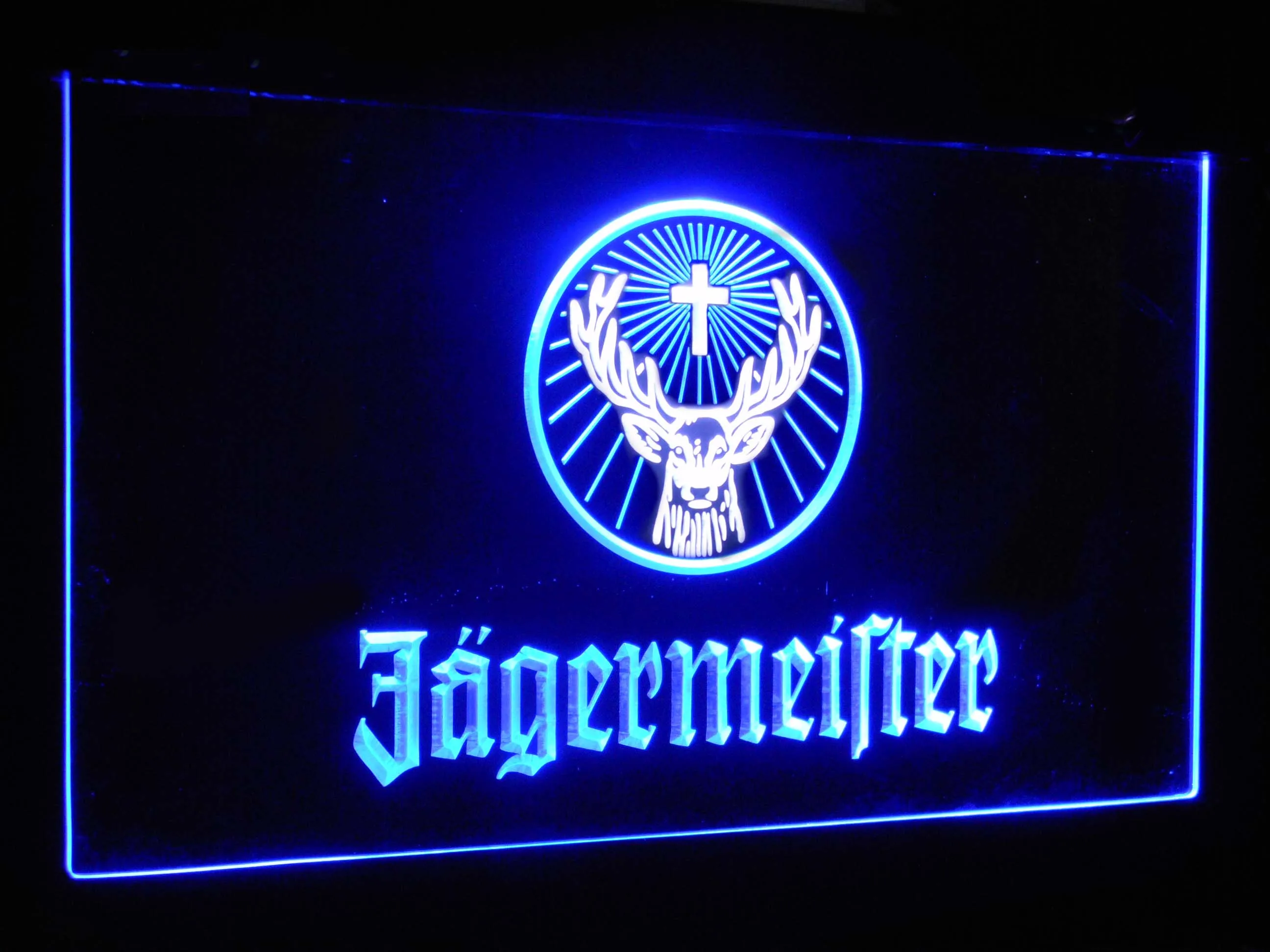 Jagermeister голова оленя двойной цвет светодиодный неоновый светильник вывески st6-a0288 - Цвет: White and Blue