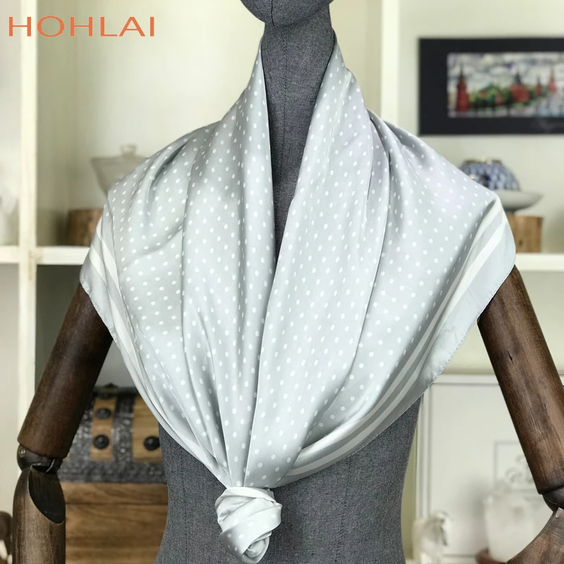  90CM Women Scarf Silk Feeling Hair Neck Scarves Square Brand Office Printing Hotel Waiter Flight At