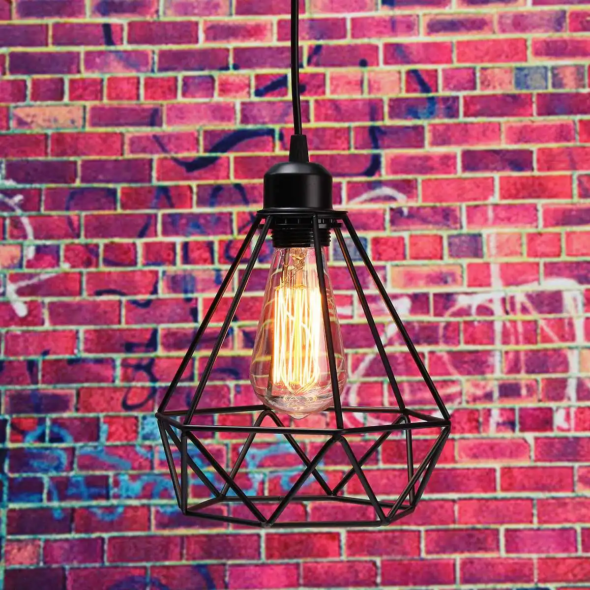 Лидер продаж, подвесной светильник в ретро-клетке, железный минималистичный ретро скандинавский Лофт, пирамида, подвесной светильник, металлическая Подвесная лампа E27 для помещений