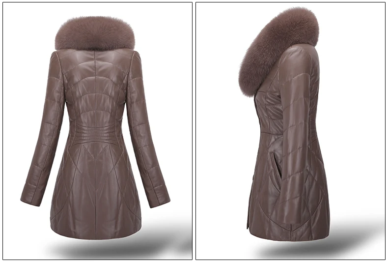 Натуральная овечья кожа, замша, пуховики, пальто, куртка, воротник из лисьего меха, зимнее женское меховое пальто, 3XL VK2015 - Цвет: as picture