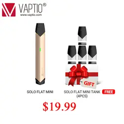 Vape ручка электронная сигарета Vaptio SOLO плоский мини комплект 260 мАч встроенный vapor 12 Вт испаритель POD vape 1.5ом лакированные керамические катушки