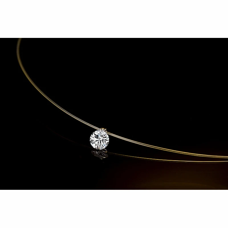 Цена модные Настоящее серебро 925 проба цепочки с одиночными сверкающими кристаллами колье для женщин девушек