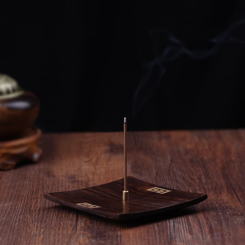 

Ebony Square Stick Incense Burner High Quality Crude Wood Incense Holder Sandalwood Plate Cut Religious Buddhist Incense Base