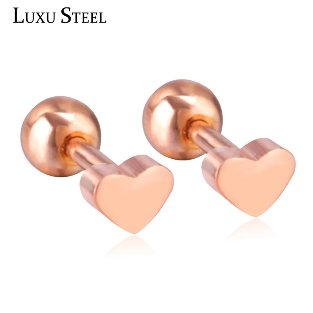 Серьги гвоздики LUXUSTEEL из нержавеющей стали ювелирные изделия цвета розового