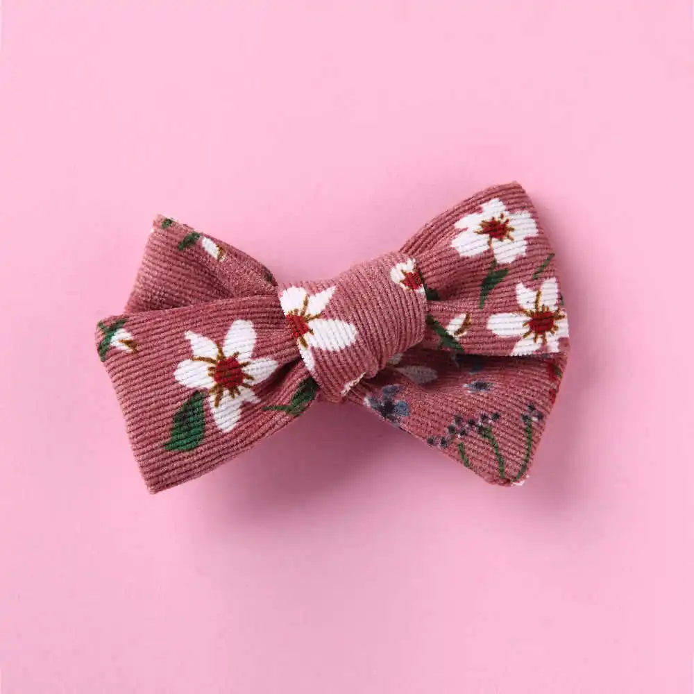 New Kids Headwear Hair Decoration Soft Corduroy Clip Baby Butterfly-knot Printed Hair Clip Baby Girl Hair Pin - Цвет: 3