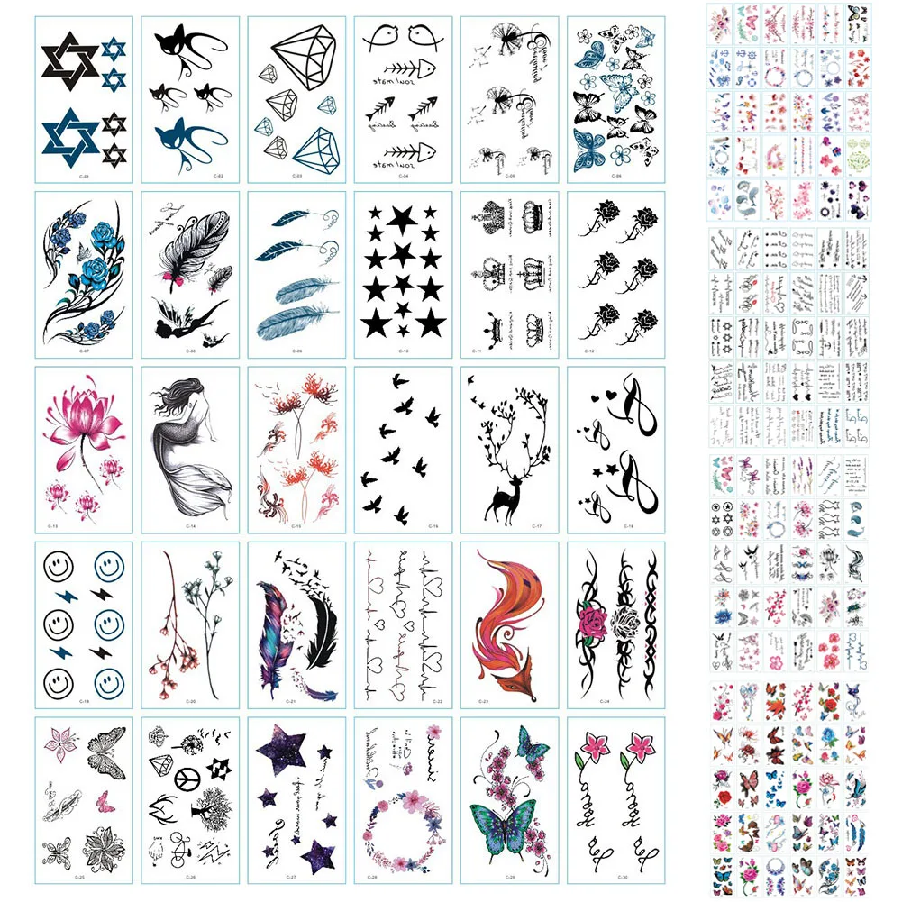 

15 Pcs Glitter Temporary Tattoos Waterproof Tattoo Stickers for Adults Tattoo Body Art hand-painted male and female