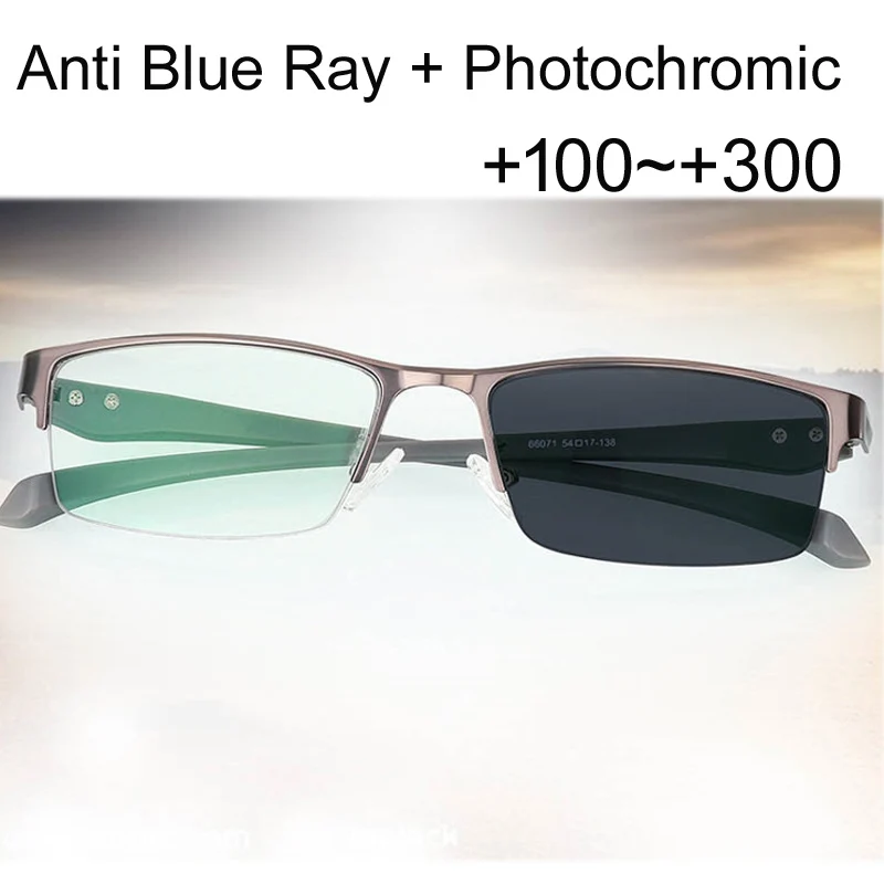 

Anti Blue Ray + Photochromic Reader Reading Glasses Sunglasses Men Eyewear Hyperopia Presbyopia Oculos with diopters Presbyopia