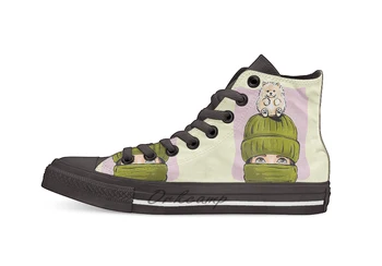 

Pom pomeranian Casual High Top Canvas shoes sneakers Light Walking Shoes